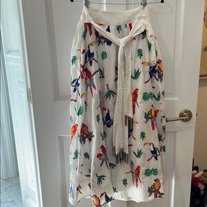 FARM Rio Multicolor Embroidered A-Line Skirt